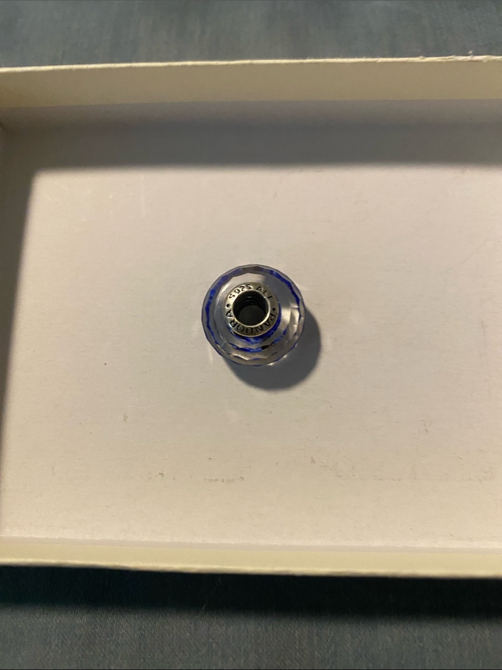 Pandora Blue Faceted Murano Glass Charm with Sterling Core